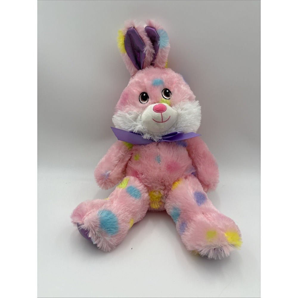 Midwood Polka Dot Rabbit Pink Plush Bunny Rabbit Colorful Stuffed Animal 14-24in